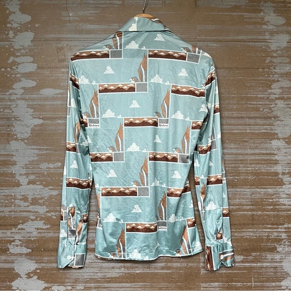 VINTAGE Roland 1970s Disco Shirt Road Runner Western Rodeo Americana Mens S - Picture 4 of 7